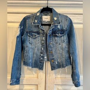 Pistola - Anthropologie Cropped Distressed Denim Jacket in Blue, X-Small